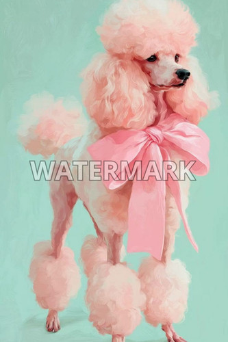 Pink poodle dog - dog, 4x6